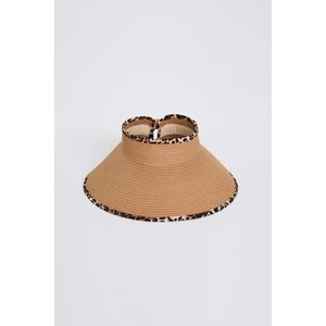 Fiyonk Detaylı Katlanabilir Siyah Bej Vizör Plaj Şapkası 17