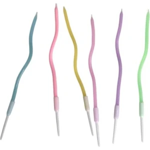 Eğik Pasta Mumu Karışık Pastel Renkli  6 Lı 14  cm