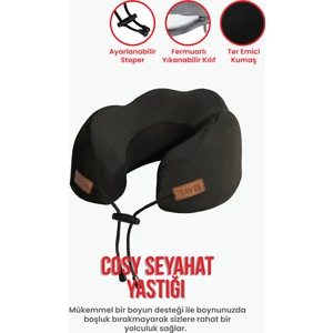 Cosy Ortopedik Seyahat Yastığı Visco Boyun Destekli Seyahat Yastığı - Siyah | Ergo Travel