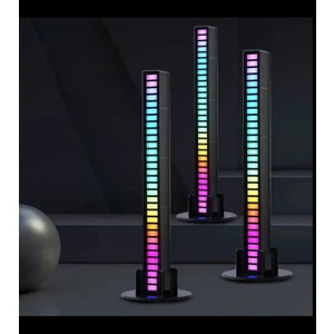 Rgb LED Çubuk Sese ve Müziğe Duyarlı Ambiyanslı Ekolayzer C Type Şarjlı Taşınabilir Stick Siyah Kasa