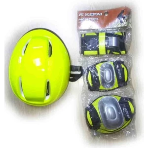 Sarı Kask Dizlik Dirseklik Eldiven Koruyucu Set