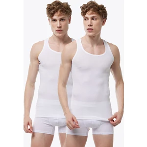 Erkek 2 li Beyaz %100 Pamuk Yazlık Fileli Atlet 2M081