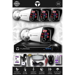 4 Kameralı Karia 4 Dış Kamera Set 250 GB HDD Full HD Gece Görüşlü Güvenlik Kamerası Sistemi