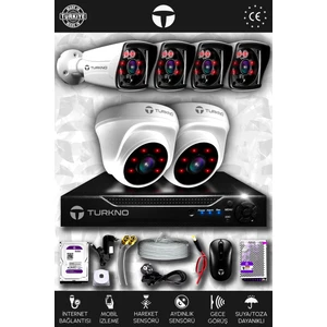 6 Kameralı Karia 2 İç Kamera Set 250 GB HDD Full HD Gece Görüşlü Güvenlik Kamerası Sistemi