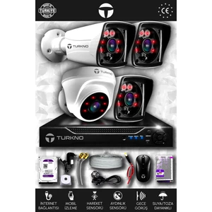 4 Kameralı Karia 1 İç Kamera Set 250 GB HDD Full HD Gece Görüşlü Güvenlik Kamerası Sistemi