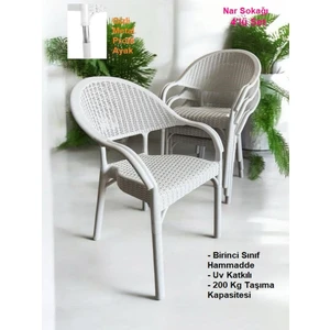 4 Adet Bambu Rattan Kollu Sandalye Koltuk 4'lü Set