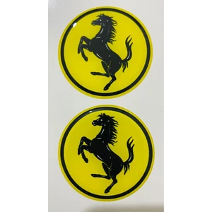 İşcan İkili Damla Etiket Ferrari Logolu Sarı 5x5 Cm Motosiklet İçin Uygun