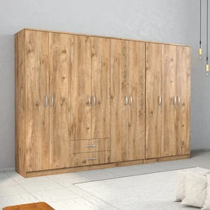 Nisa 9 Kapılı 2 Çekmeceli 13 Raflı Geniş Gardrop Çam - GRD1302