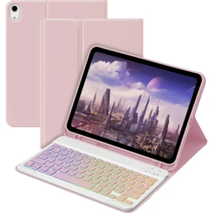 Apple iPad 11. Nesil (A16) 2025 Rgb LED Işıklı Türkçe Karakterli Bluetooth Özellikli Kalemlikli Klavyeli Kılıf A3354 A3355