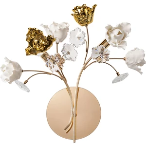 Faxon 2'li Gold Çiçek Desenli Modern Yatak Başı Salon Aplik