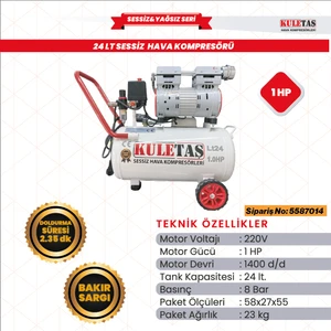 24 Litre Süper Sessiz Yağsız Hava Kompresörü
