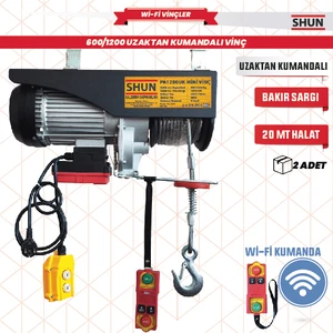 600/1200 Uzaktan Kumandalı Vinç 20 m Halatlı Bakır Sargılı Güçlü Kaldırma Kapasitesi