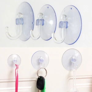 Büyük Boy Askılı Vantuz, 100 Adet 3cm Şeffaf Plastik Kancalı Öpücük Vantuz