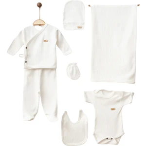 Maxhilda Bebe Erkek - Kız Bebek 7 Parça Hastane Çıkışı Zıbın Seti Natural Pastel Renk (Hediye Paketi Yapılır)