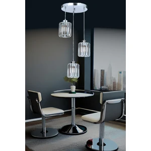 Radiosa Model Krom Renk Kristal Taşlı Dekoratif Salon Mutfak Yatak Odası Hol Antre Üçlü Sarkıt Avize