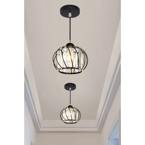 Quattro Model Siyah Renk Kaplama Metal Kristal Taşlı Salon Oturma Odası Tavan Sarkıt Avize