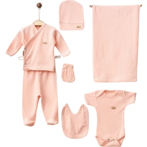 Maxhilda Bebe Erkek - Kız Bebek 7 Parça Hastane Çıkışı Zıbın Seti Natural Pastel Renk (Hediye Paketi Yapılır)