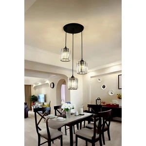 Radiosa Model Siyah Renk Taşlı Dekoratif Salon Mutfak Yatak Odası Hol Antre Üçlü Sarkıt Avize