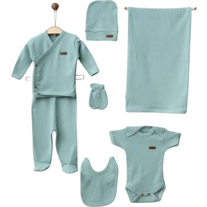 Maxhilda Bebe Erkek - Kız Bebek 7 Parça Hastane Çıkışı Zıbın Seti Natural Pastel Renk (Hediye Paketi Yapılır)