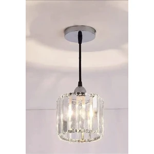 Lüx Kristal Modern Tekli Krom Avize