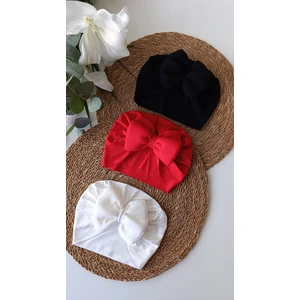 Düz Renk %100 Pamuk Penye Çift Kat Fiyonklu Bebek Bonesi 0-12 Ay