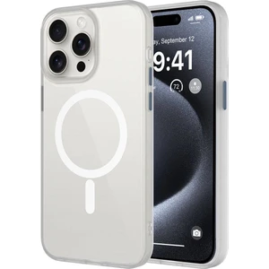 Apple iPhone 15 Pro Kılıf Mat Arka Yüzey Wireless Şarj Özellikli Vrdr Flet Magsafe Kapak-Beyaz