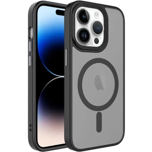 Vardar Aksesuar Apple iPhone 14 Pro Max Uyumlu Mat Arka Yüzey Wireless Şarj Özellikli Flet Magsafe Kapak-Siyah