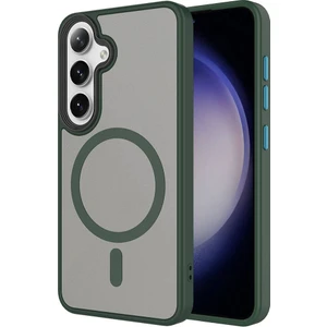 Galaxy S24 Kılıf Sert Pc Arka Yüzey Wireless Şarj Özellikli Vrdr Flet Magsafe Kapak-Koyu Yeşil