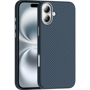 Nova Global Apple iPhone 16 Kılıf Magsafe Şarj Özellikli Karbon Fiber Görünümlü Nvg Gros Kapak - Lacivert