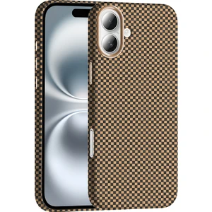 Nova Global Apple iPhone 16 Kılıf Magsafe Şarj Özellikli Karbon Fiber Görünümlü Nvg Gros Kapak - Desert Titanyum