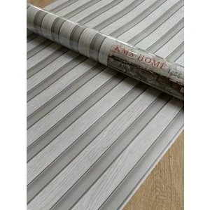 Açık Gri Üzerine Budaklı Beyaz Çıta Desenli Silinebilir 3D Duvar Kağıdı 5m²