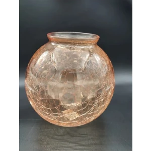 Osmanlı Avize Camı Bal Renkli Çatlatılmış Desenli Grifli (Çap: 15  cm . Ağız  Çapı: 7,5-8  cm )