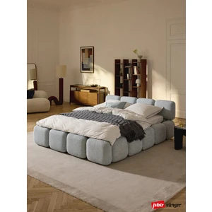 Most Oktagon Bazalı Karyola 22 Gri Bukle Kumaş Işbir Kuştüyü Sünger 180 x 200 Yatak Için(Kurulum Dahil)