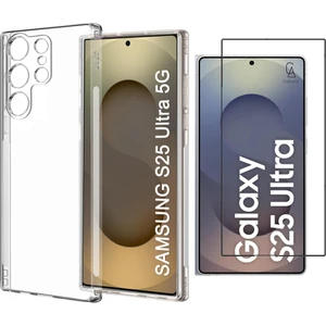 Samsung Galaxy S25 Ultra Uyumlu Kılıf Esnek Silikon Telefon Kılıfı ve Temperli Cam Ekran Koruyucu