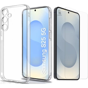 Samsung Galaxy S25 Uyumlu Kılıf Esnek Silikon Telefon Kılıfı ve Temperli Cam Ekran Koruyucu