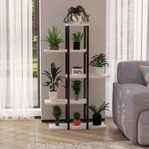 Çiçeklik 5 Raflı Saksılık Dekoratif 5 Raflı Çiçeklik Metal Beyaz Saksılık Çiçek Rafı .