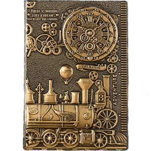 3D Kabartmalı A5 200 Sayfa Deri Defter Bronz