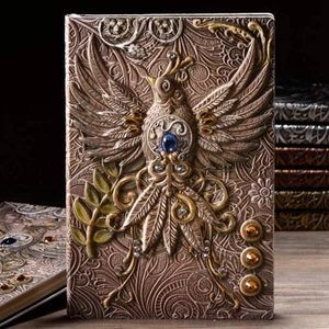 3D Kabartmalı A5 200 Sayfa Deri Defter