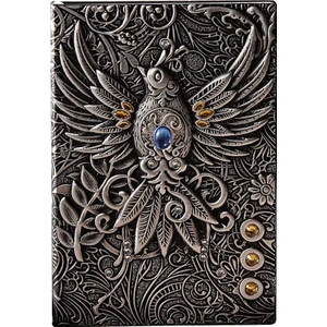 3D Kabartmalı A5 200 Sayfa Deri Defter Gümüş