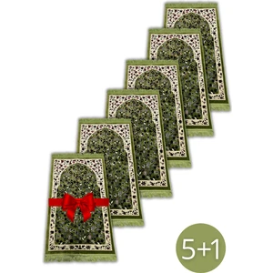 Mescidi Nebevi Ravza Motifli 5 +1 Hediye Yeşil Seccade Seti