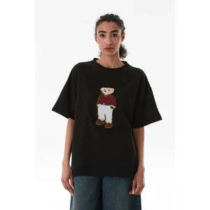 Ayıcık Nakışlı Oversize Tişört