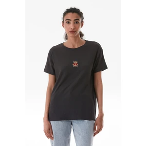 Ayıcık Nakışlı Bürümcük Kumaş Oversize Tişört