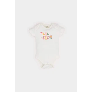 Kız Bebek Yenidoğan Bisiklet Yaka Baskılı Ribana Kısa Kollu Çıtçıtlı Body E8244A525SM