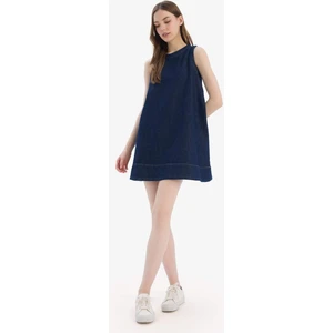 Fashion Fit Bisiklet Yaka Kolsuz Yumuşak Jean Elbise D8257AX25SM