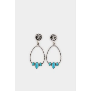 Kadın Eskitme Mavi Taşlı Silver Küpe E6672AXNS