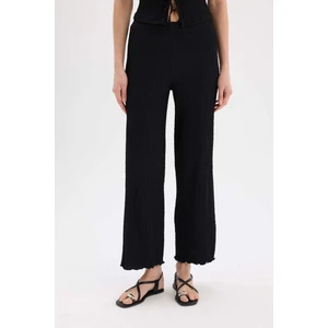 Wide Leg Geniş Paça Beli Lastikli Basic Düz Bürümcük Pantolon D3570AX25SP