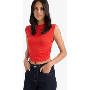 Slim Fit Dar Kesim Bisiklet Yaka Büzgülü Ribana Atlet F4422AX25SM