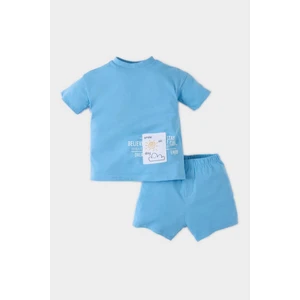 Erkek Bebek 2'li Takım Baskılı Kısa Kollu Tişört Beli Lastikli Şort