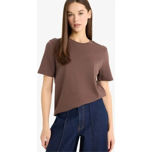 Regular Fit Bisiklet Yaka Basic Düz Kalın Kumaş Kısa Kollu TIŞÖRT D7579AX25SP