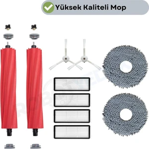 Roborock Qrevo Maxv Qrevo Pro Qrevo S Beyaz Uyumlu Fırça Hepa Filtre Mop Seti-10 Parça